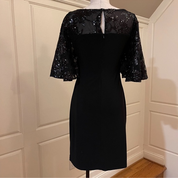 Lauren Ralph Lauren Sheer Yoke Sequined Black Sheath Dress - Picture 5 of 12
